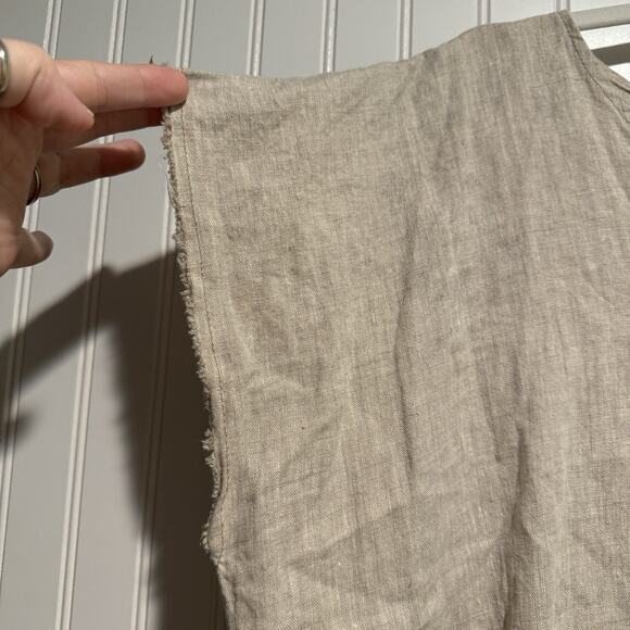 Erin Macleod Linen Tunic Top Oatmeal Color Side Slits Boxy Oversized Size XL - Picture 3 of 6